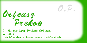 orfeusz prekop business card